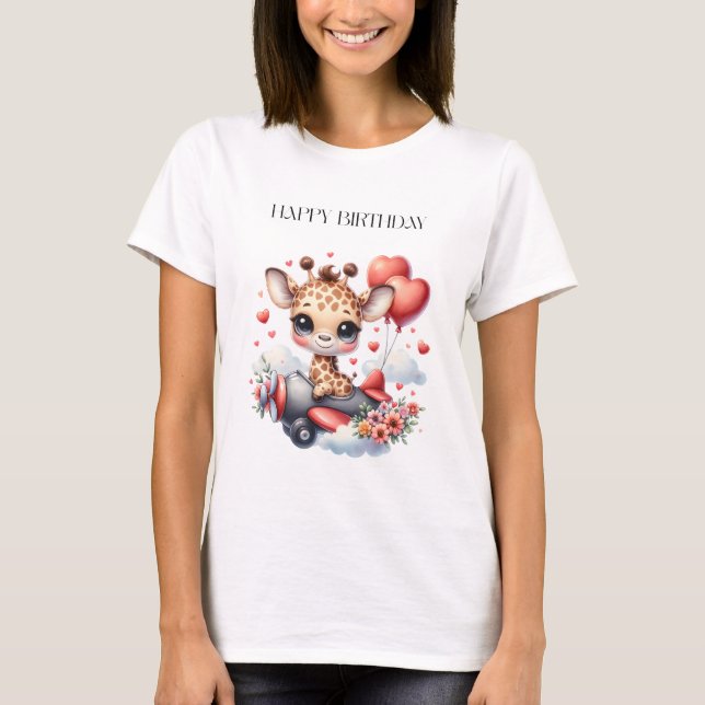 Camiseta Cumpleaños piloto jirafa (Anverso)