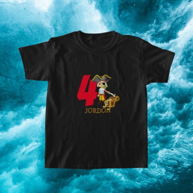 Camiseta Cumpleaños Pirata 4to Nombre (Discover our Kid's Cute Pirate Boy T-Shirt, designed for comfort and fun.)