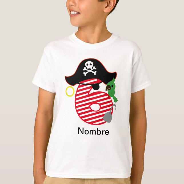 Camiseta Cumpleaños pirata, 6 años (Anverso)