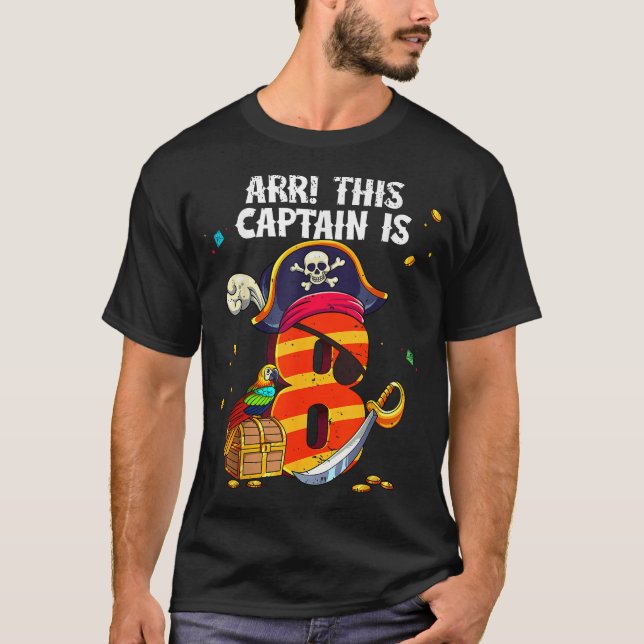 Camiseta Cumpleaños Pirata 8  (Anverso)