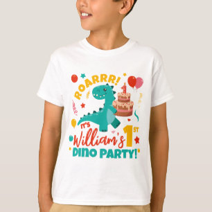 Camiseta Cumpleaños Plano de Dino 1er Colorido