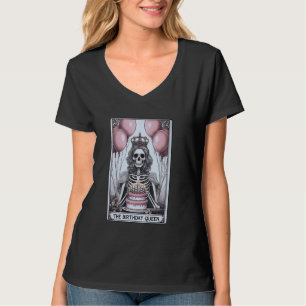 Camiseta Cumpleaños Queen Tarot Card Cute Gothic Skeleton W