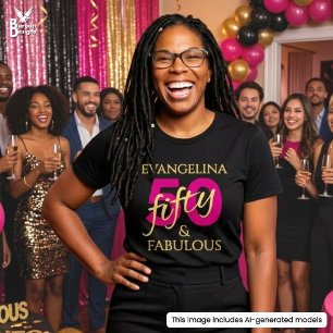 Camiseta Cumpleaños Quincuagésimo Nombre Personalizado 50 y