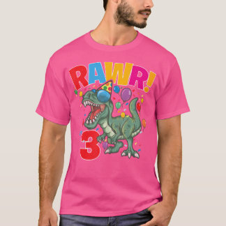 Camiseta Cumpleaños Rawr Dinosaurio Tengo 3 Años Fiesta