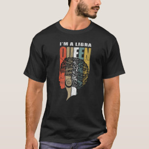 Camiseta Cumpleaños Reina Negra Libra Zodiac Afroamericana