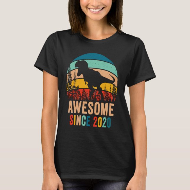 Camiseta Cumpleaños Retro 3º Cumpleaños Dinosaurio T Rex Ni (Anverso)