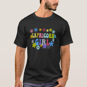 Camiseta Cumpleaños retro 70 Capricornio Chica Zodiac Rótul