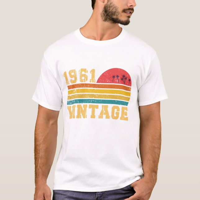 Camiseta Cumpleaños Retro Vintage Atardecer 1961 (Anverso)