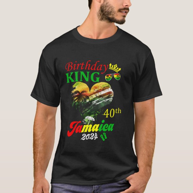 Camiseta Cumpleaños Rey Jamaica 40° Fiesta de vacaciones ja (Anverso)