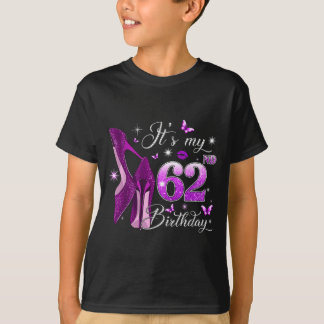 Camiseta cumpleaños rosa número 62 reina de 62 años