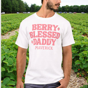 Camiseta Cumpleaños Rosa Papá Bendito Fresa Fruta Linda