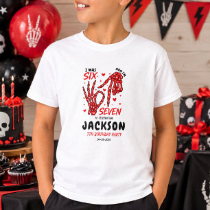 Camiseta Cumpleaños Seis Siete Esqueleto Manos Fiesta