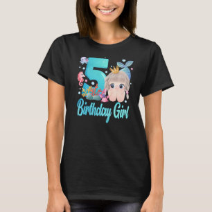 Camiseta Cumpleaños Sirenita 5 años Chica de la sirena 5 añ