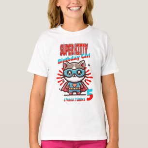 Camiseta Cumpleaños Super Gatita (Editable)