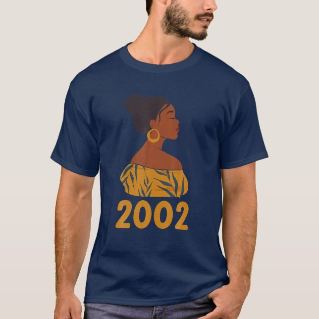 Camiseta Cumpleaños T Nació En 2002 20 Años Mujeres Negras (Anverso)