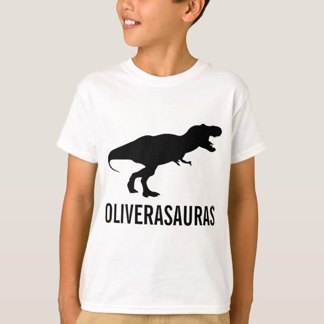 Camiseta Cumpleaños Tee de Dinosaurio Personalizado (Anverso)