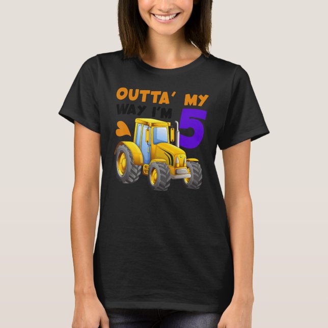 Camiseta Cumpleaños Tractor de 5 años de edad granja temáti (Anverso)