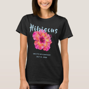 Camiseta Cumpleaños Tropical Aloha Hibisco