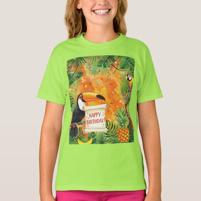 Camiseta Cumpleaños tropical de Natasha Us (Anverso)