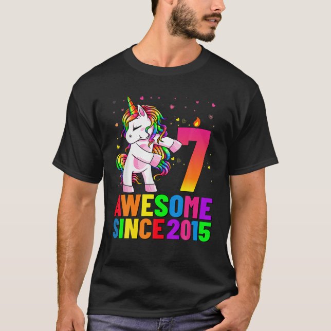 Camiseta Cumpleaños Unicornio De 7 Años De Edad (Anverso)