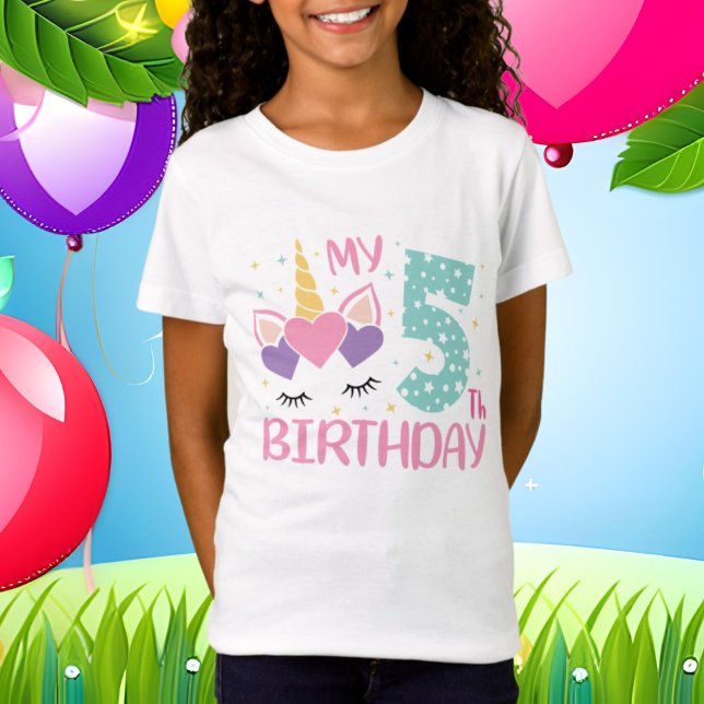 Camiseta Cumpleaños unicornio de cinco años (Subido por el creador)