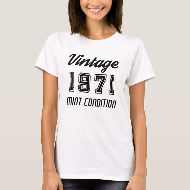 Camiseta Cumpleaños Vintage 1971 Estado de Cúspide (Anverso)