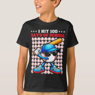 Camiseta Cumplí 100 Días De Escuela Niño Jugador De Béisbol
