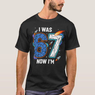 Camiseta Cumplí 6 Ahora Tengo 7 Espacio Exterior Cumpleaños