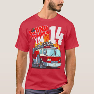 Camiseta Cumplo 14 Bombero Cumpleaños Camión de Bomberos 14