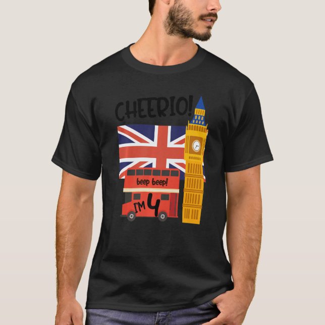 Camiseta Cumplo 4 años Gran Bretaña Londres Tema Reino Unid (Anverso)