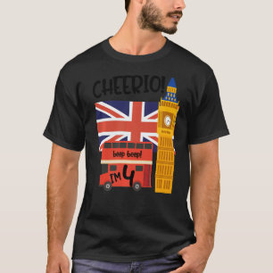 Camiseta Cumplo 4 años Gran Bretaña Londres Tema Reino Unid