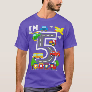 Camiseta Cumplo 5 Boy 5 Cumpleaños Vagón de tren Camión de 