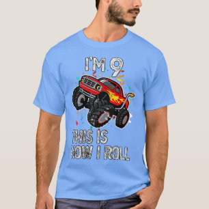 Camiseta Cumplo 9 Así Rueda Cumpleaños 9 Años Monster Truc