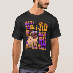 Camiseta Cúmulo retro feliz entre pug Dog Flower Groovy