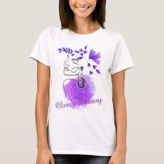 Camiseta cuna, amatista, febrero, personalizado,