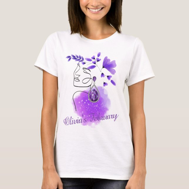 Camiseta cuna, amatista, febrero, personalizado, (Anverso)