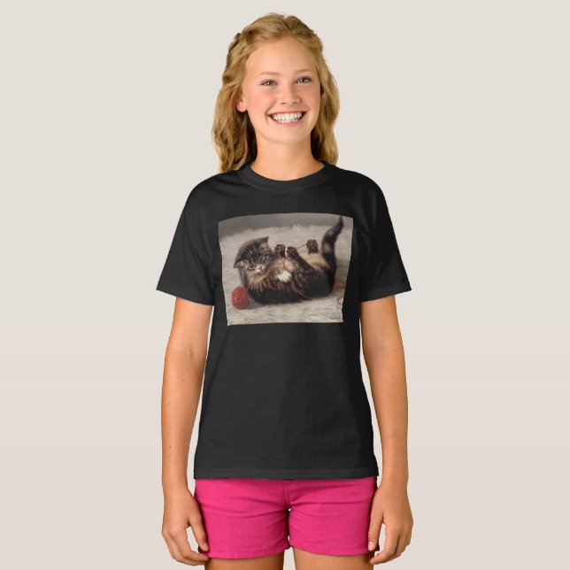 Camiseta Cuna de gato, bola de yarn de gato (Anverso completo)