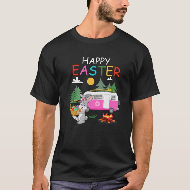 Camiseta Cunco lindo huevo de Pascua Camping Feliz Día de P (Anverso)