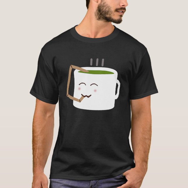 Camiseta Cup of Tea Using a Straw to Drink Cute Green Tea (Anverso)