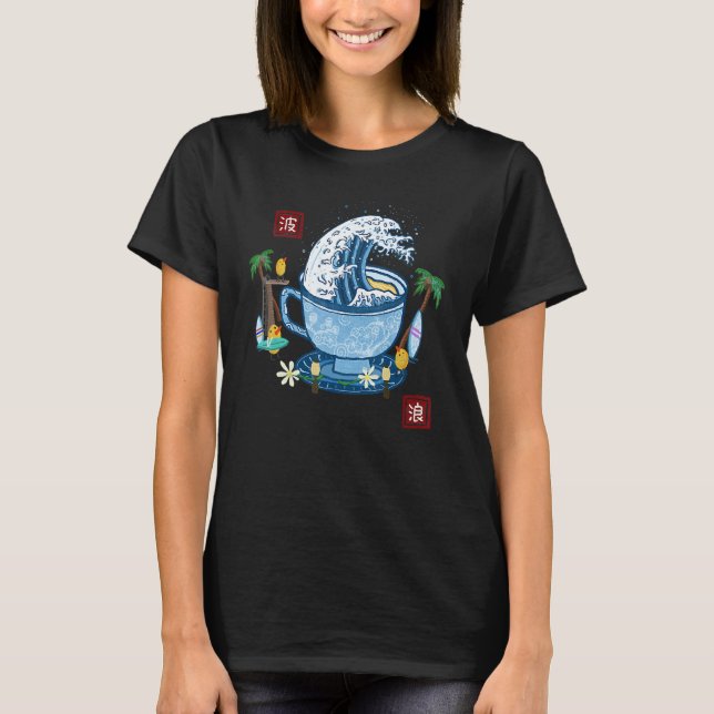 Camiseta Cup Tea Great Wave Off Kanagawa Japanese Aesthetic (Anverso)