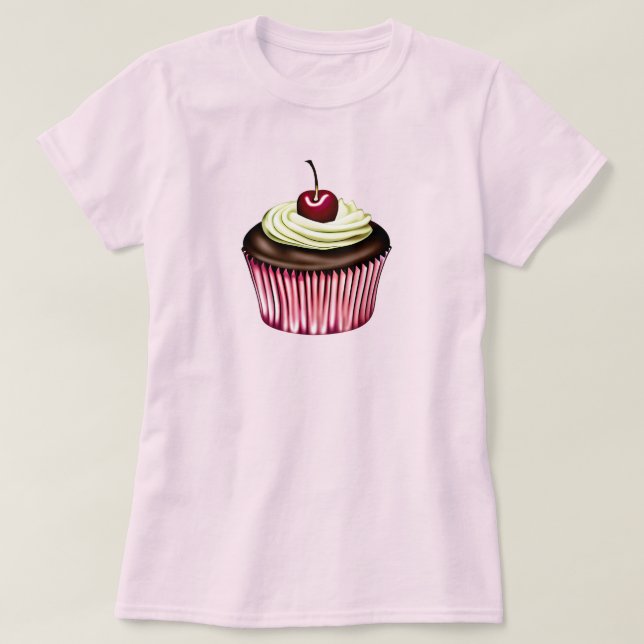 Camiseta Cupcake de chocolate con una cereza encima (Diseño del anverso)