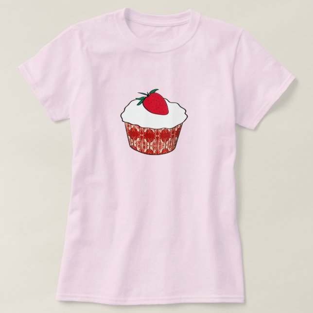 Camiseta Cupcake de vainilla con una fresa (Diseño del anverso)