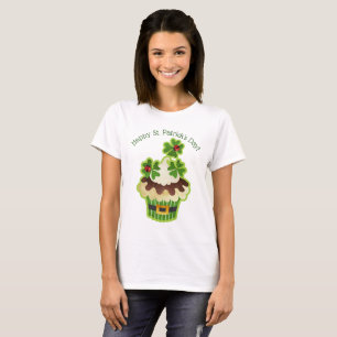 Camiseta Cupcake del Día de San Patricio con tréboles y mar