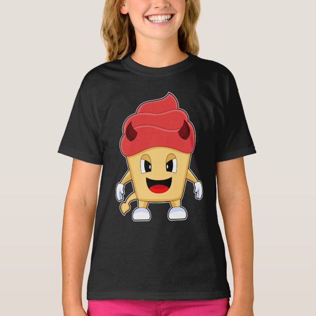 Camiseta Cupcake Halloween Diablo (Anverso)