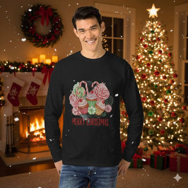 Camiseta Cupcakes de Navidad y Dulces Feliz Navidad