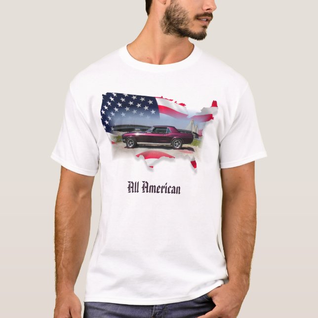 Camiseta Cupé de 68 mustangos todo americano (Anverso)