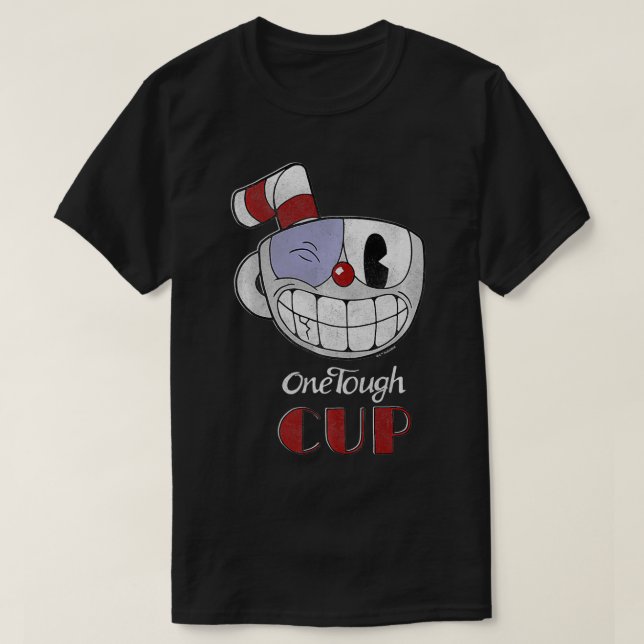 Camiseta Cuphead One Tough Cup Black Eye Winke Premium (Diseño del anverso)