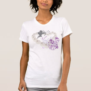 Camiseta Cupid Love Pearls Floral Heart White T-Shirt