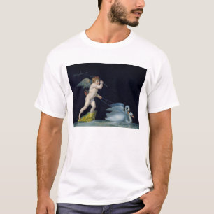 Camiseta Cupid que es llevado por un par de los cisnes