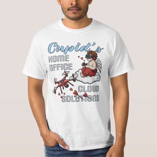 Camiseta Cupid’s Home Office, Drone Valentine’s Day (Anverso)